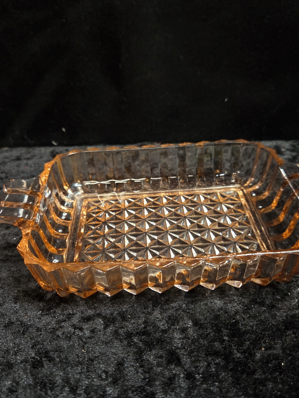 Vintage 50's Anchor Hocking Depression Pink Glass Handled Rectangle Dish Tray